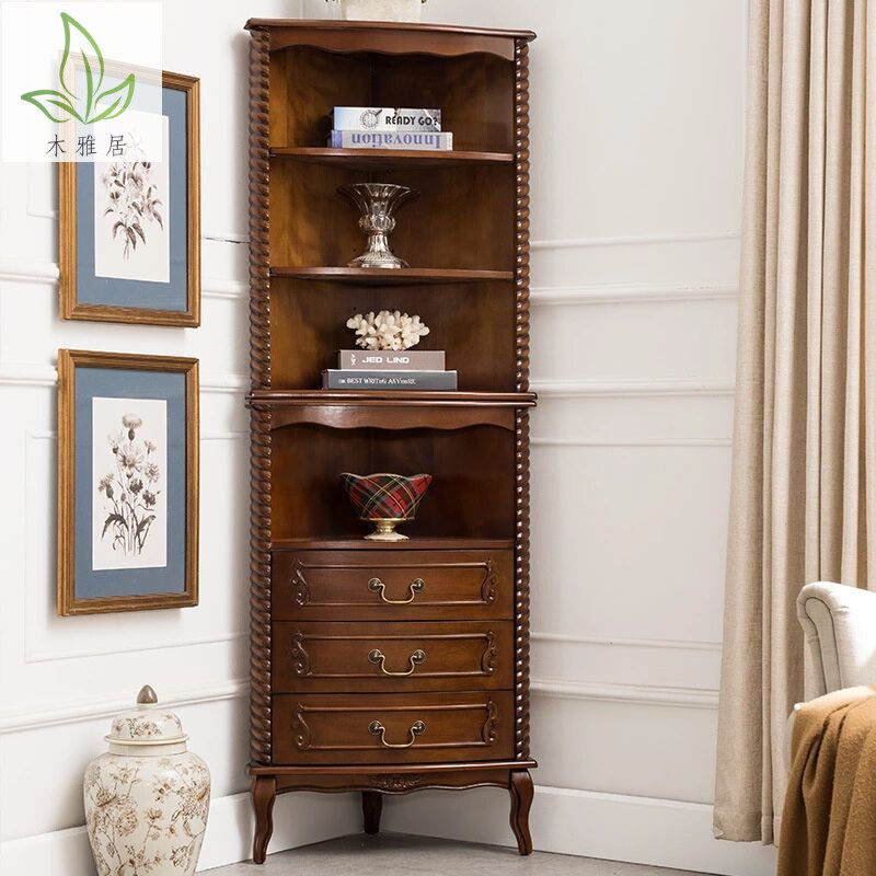 American solid wood corner cabinet living room triangular multifunctional corner cabinet simple rack wine cabinet corner storage cabinet