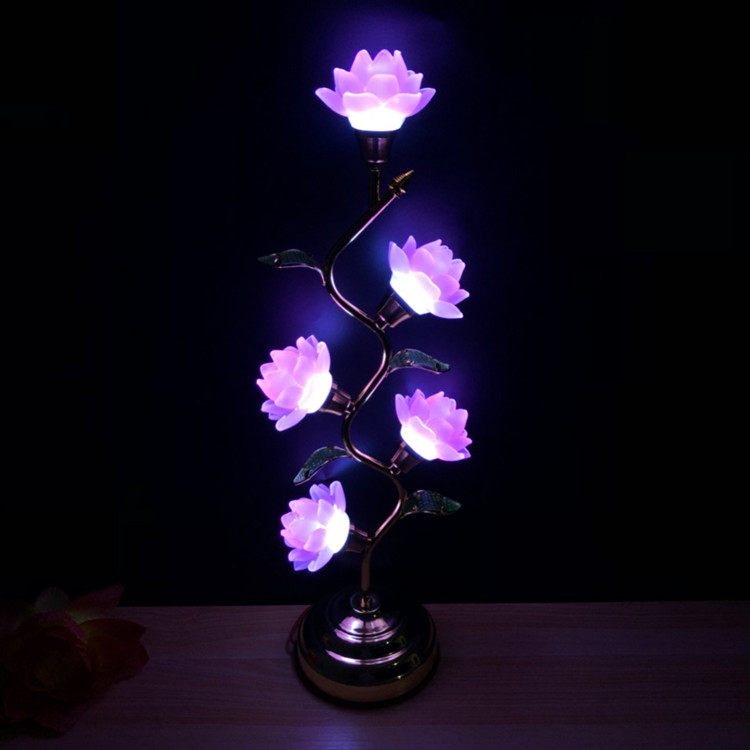 Five-pin LED colorful glazed lotus lamp Buddha hall lamp for Buddha lamp Buddha headlight Changming lamp Guanyin lamp Buddha for lamp