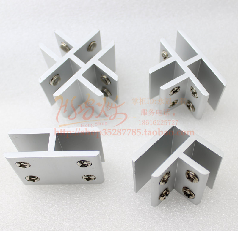 Assemble display cabinet glass clamp fixing clip fixing code connecting piece fixing clip-no punching without drilling