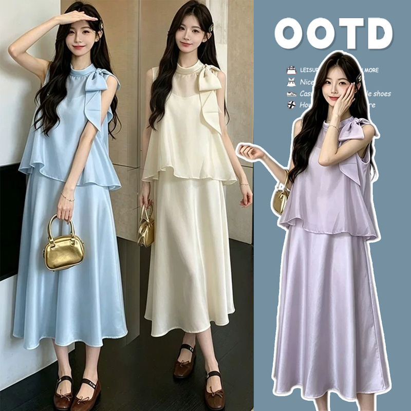 Maternity Dress Summer Wear 2026 New Style French-Style Outfit for Pregnant Moms, Stylish Acetate Satin Slip Dress Set Maternity Dress Summer Wear 2026 New Style French-Style Outfit for Pregnant Moms, Stylish Acetate Satin Slip Dress Set