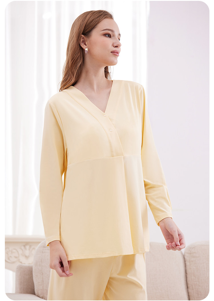 Postpartum Clothing, Summer Pure Cotton Thin Style, Sweat-Absorbent, Postpartum, with Breast Pads, Maternity Pajamas, Short-Sleeved, Breastfeeding — 19