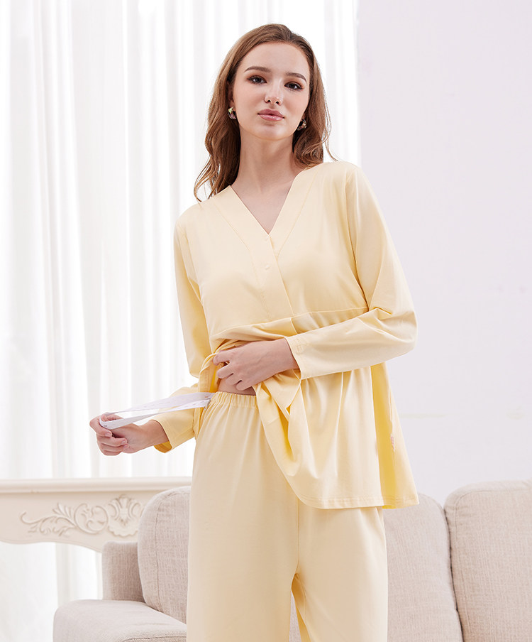 Postpartum Clothing, Summer Pure Cotton Thin Style, Sweat-Absorbent, Postpartum, with Breast Pads, Maternity Pajamas, Short-Sleeved, Breastfeeding — 10