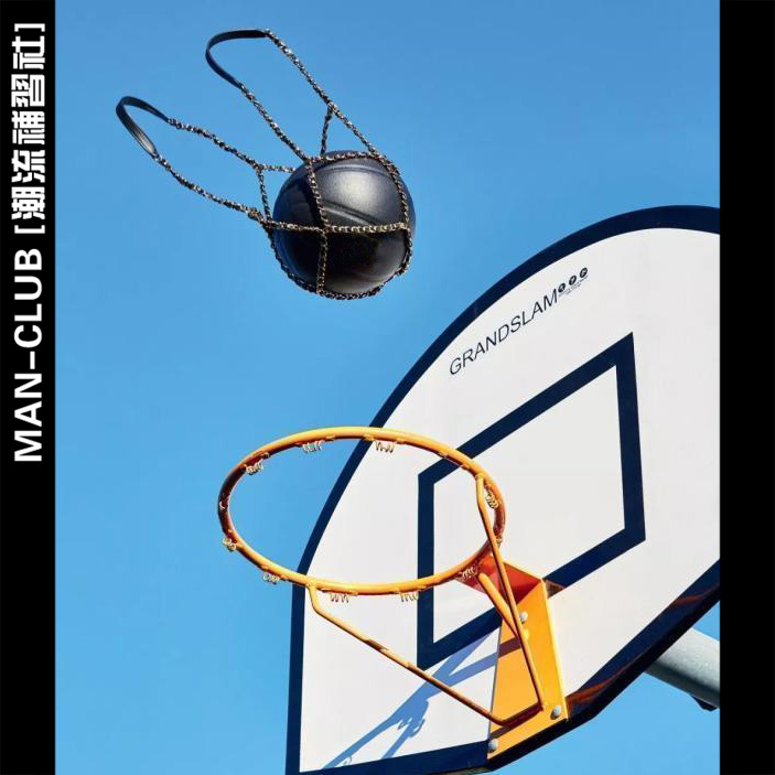 STYLE-CLUB] Xiaoxiang same style Jay Chou Demonstration Basketball Netball Bag Ball Bag Metal Patch Leather Tote Bag