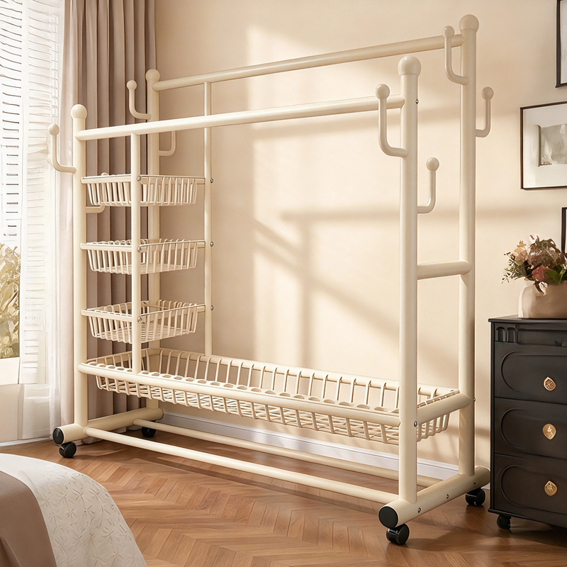 Floor-Standing Clothes Drying Rack for Indoor Use, Movable Room Clothes Rack, Multifunctional Bedside Simple Coat Rack for Bedroom Floor-Standing Clothes Drying Rack for Indoor Use, Movable Room Clothes Rack, Multifunctional Bedside Simple Coat Rack for Bedroom