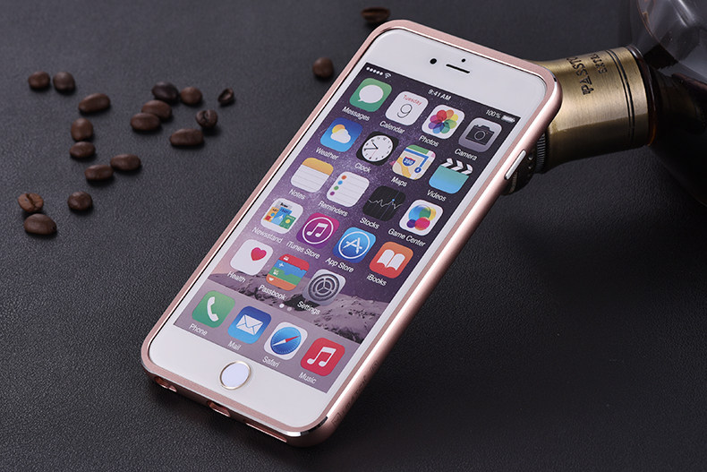 iMatch Luxury Aluminum Metal Bumper Premium Genuine Leather Back Cover Case for Apple iPhone 6S/6 & iPhone 6S Plus/6 Plus