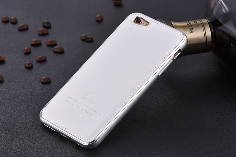 iMatch Luxury Aluminum Metal Bumper Premium Genuine Leather Back Cover Case for Apple iPhone 6S/6 & iPhone 6S Plus/6 Plus