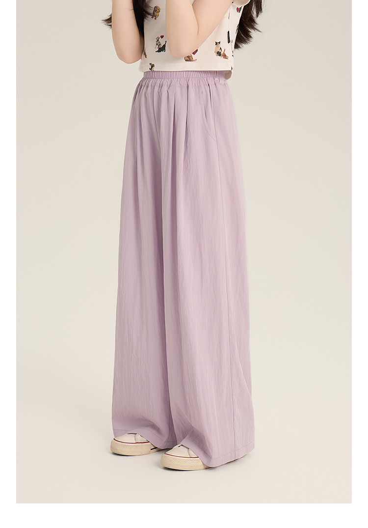 Amybaby Girls' Pants Summer 2026 New Style Lazy Style Pure Color Simple Versatile Loose Wide-Leg Pants — 11