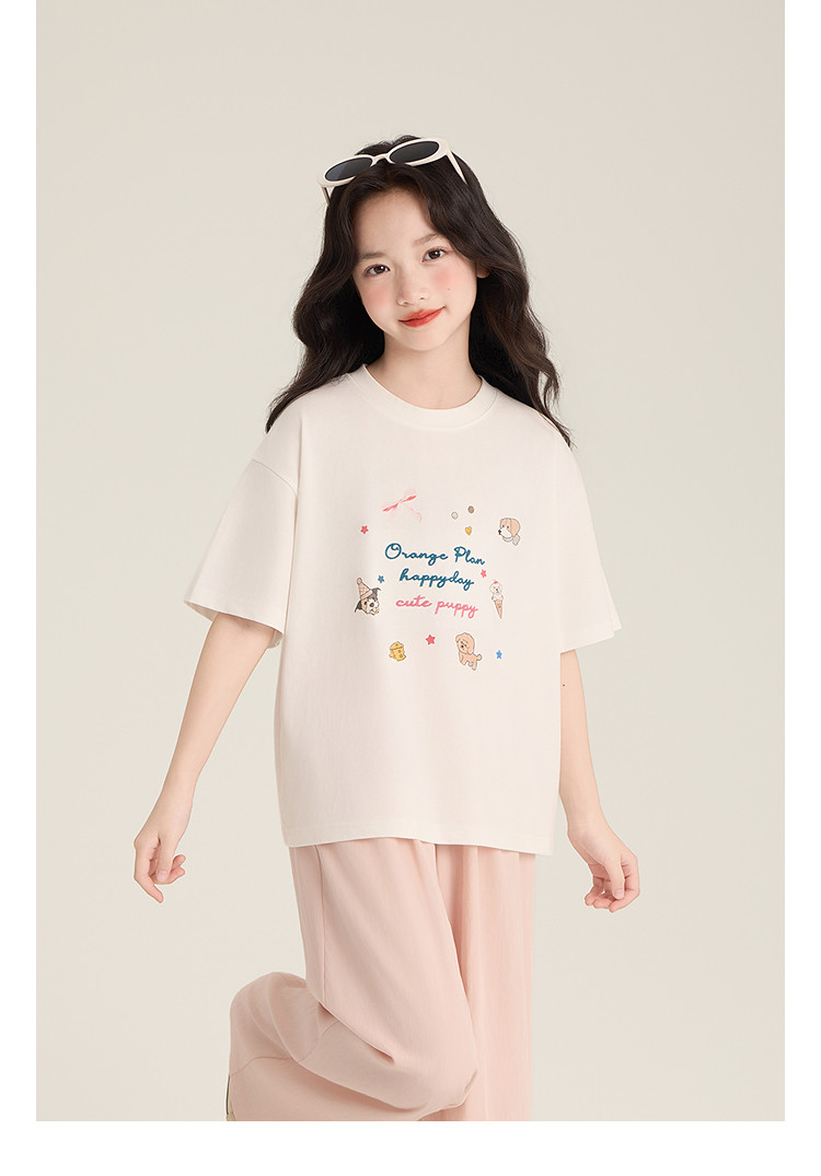 Amybaby Girls' Pants Summer 2026 New Style Lazy Style Pure Color Simple Versatile Loose Wide-Leg Pants — 22