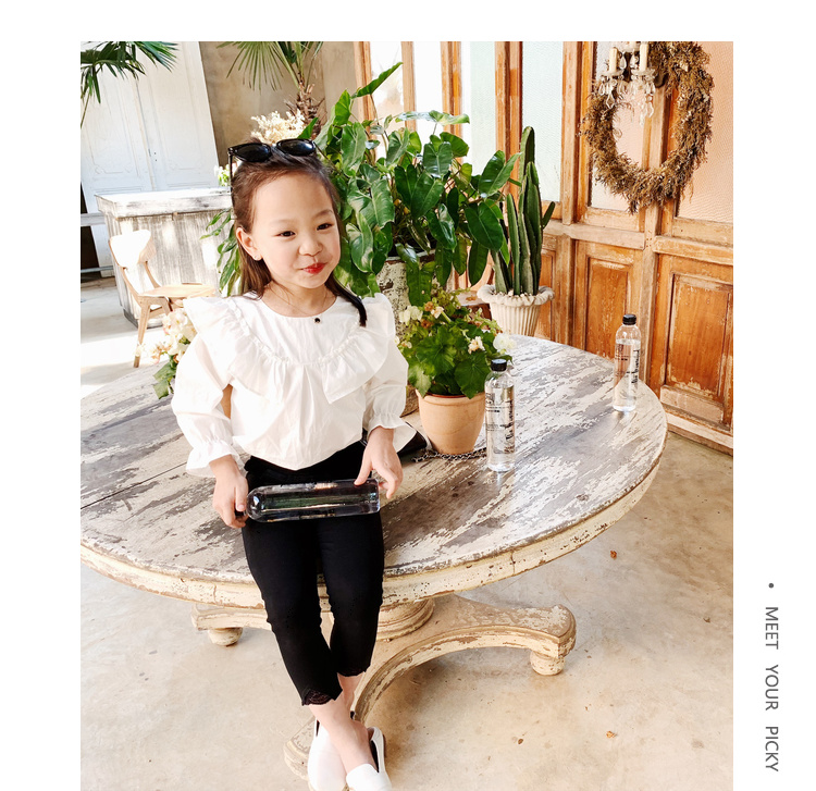 Amybaby quần áo trẻ em nữ áo dài tay 2019 mới cho trẻ em mùa xuân áo sen lá công chúa - Áo sơ mi shop trẻ em