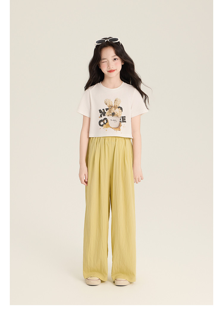 Amybaby Girls' Pants Summer 2026 New Style Lazy Style Pure Color Simple Versatile Loose Wide-Leg Pants — 41