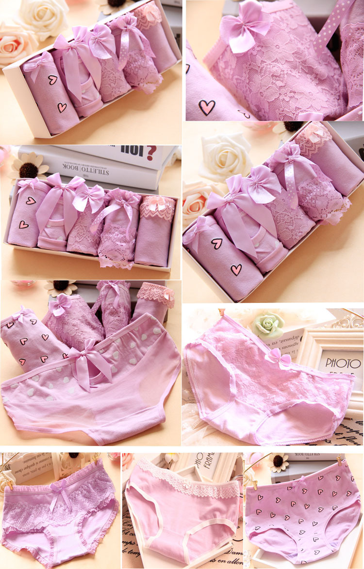 Cô gái trong chàng trai lớn gợi cảm bông cotton eo thấp tuần tam giác tóm tắt hộp quà tặng Ngày lễ tình nhân quần lót cotton