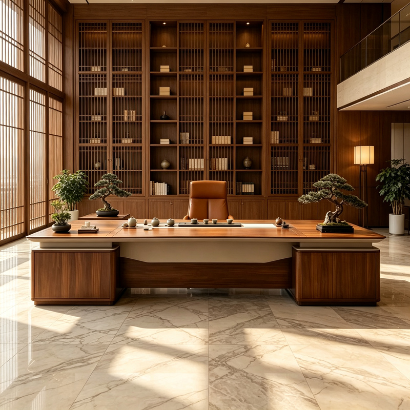 Song-Style Aesthetics, North American Black Walnut Executive Desk, Ceo Desk, Leadership Desk, New Chinese-Style Office Desk, Manager Desk