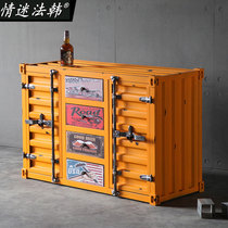  Retro industrial style locker Living room side cabinet Wrought iron container dining side cabinet Tea wine cabinet locker customization