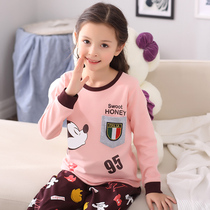 Girls pajamas autumn long sleeve cotton cartoon childrens home clothes thin autumn and winter little girl middle child pajamas