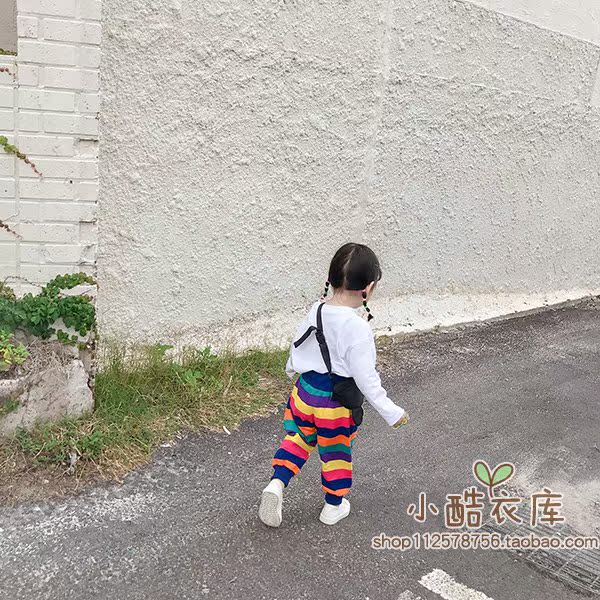Mùa thu quần bé trai và bé gái Phiên bản Hàn Quốc của quần cotton chân bình thường quần bé sọc màu quần trẻ em cầu vồng - Quần quần áo thể thao trẻ em