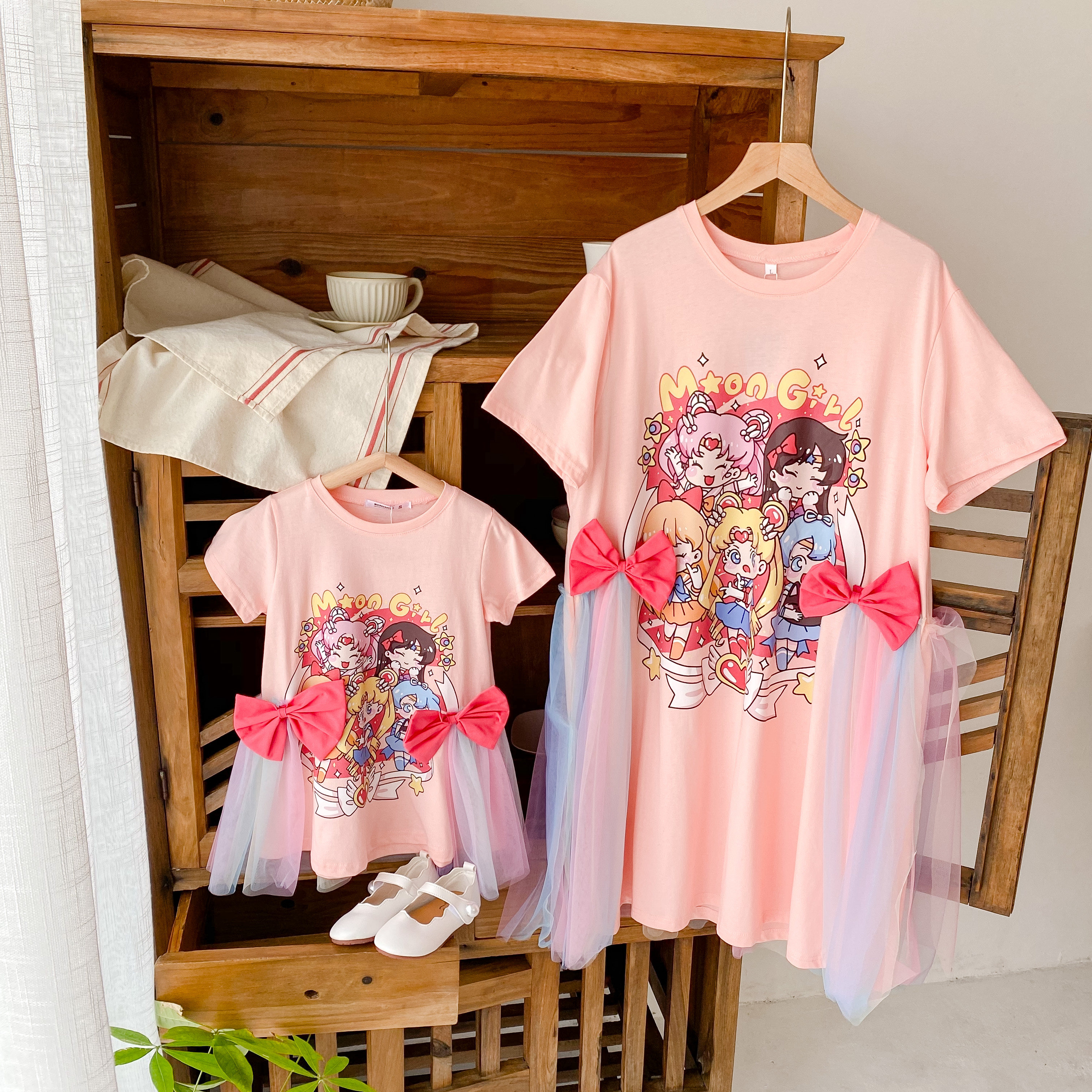 Summer pro-children Butterfly Knot Mesh Veil Princess Skirt Baby T-Shirt Skirt Girl Cartoon Beauty Teen Dress