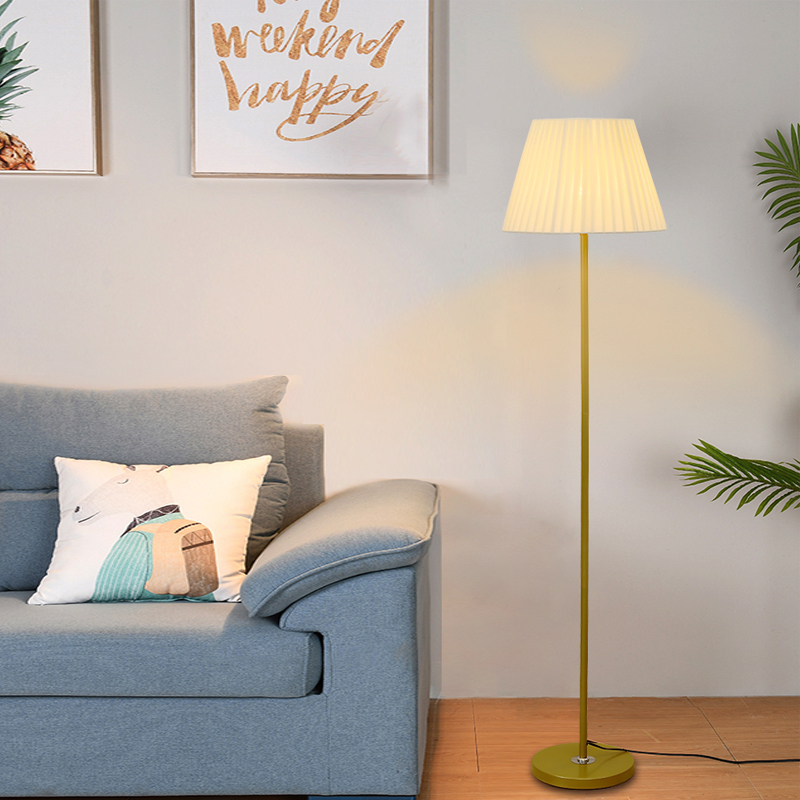 Simple American net red living room sofa next to vertical lamps bedroom bedside warm light golden light luxury floor lamp