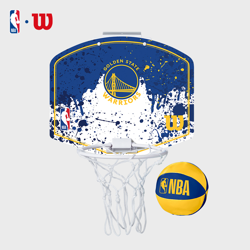 Wilson Official Nba Team Logo Home Mini Basketball Warriors Wall-Mounted Small Backboard Basketball Hoop