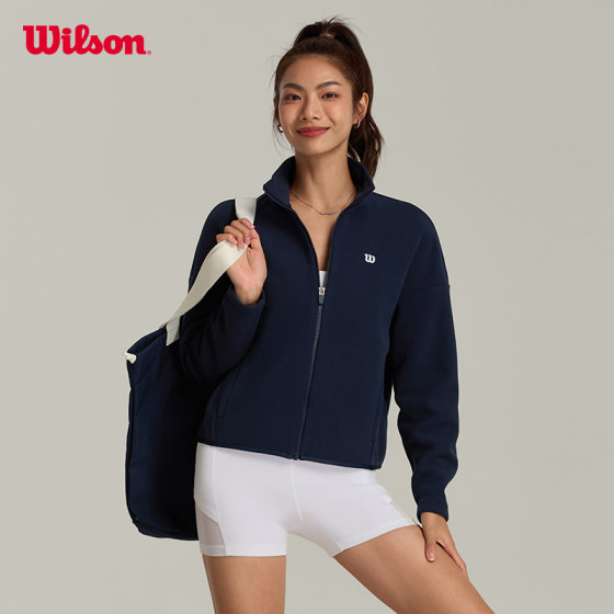 윌슨 공식 봄 24 신상 여성 WARM-UP 루즈한 스포츠 양면 벨벳 재킷