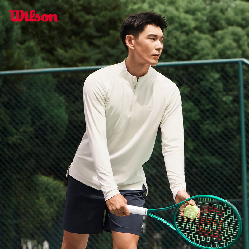 Wilson's New Autumn Product: Men's Half-Zip Skin-Friendly Tennis Sports Turtleneck Long-Sleeve T-Shirt