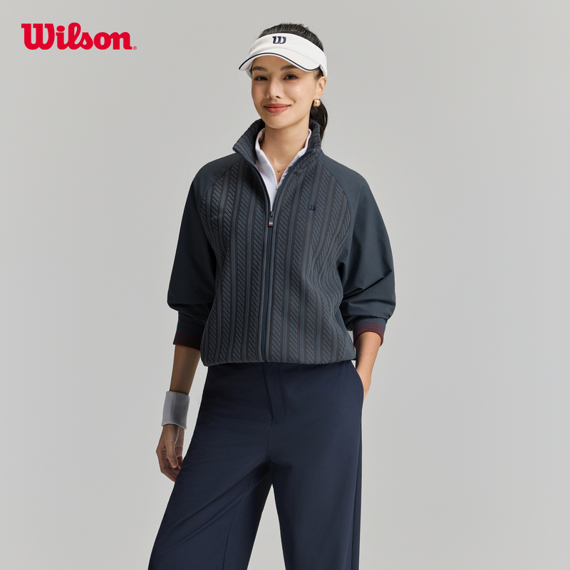 Wilson 26Th Autumn New Women's Retro Jacquard Stretch Loose Tennis Sports Woven Jacket