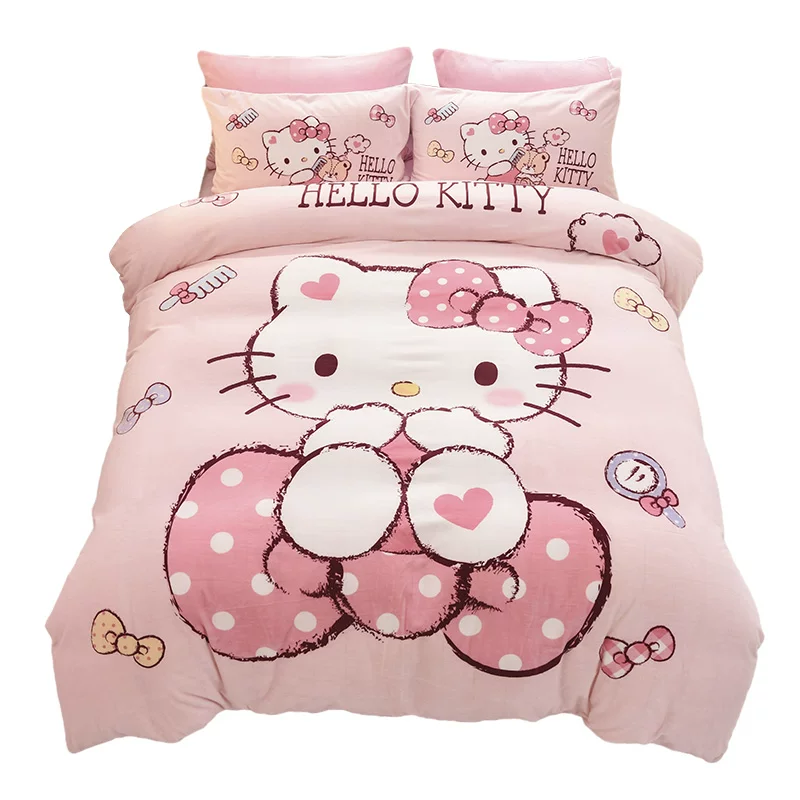 Hello Kitty, hello kitty, зимние тёплые джинсы, бархат тёплый детский мультфильм коралловое стеганое покрывало