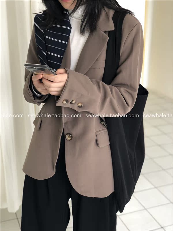 Ngủ lúc 11 khuyến nghị 2018 mùa thu mới sang trọng giản dị buông thả blazer thẻ hoang dã mỏng vest nữ trung niên