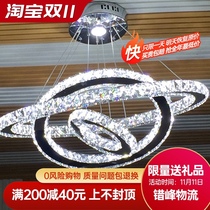 led crystal chandelier simple modern ring light luxury living room lamp creative personality bedroom restaurant round hanging light