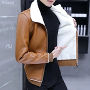 2019 mùa đông mới dày cỡ lớn áo khoác da PU cha cộng với áo khoác nhung nam cừu cashmere sinh viên da dày