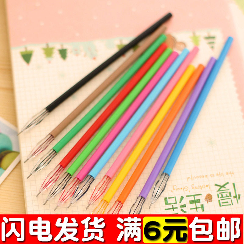 Cute Creative Stationery Wholesale Diamond Head replacement Core Colour Pen Refill Fresh color 12 color special price
