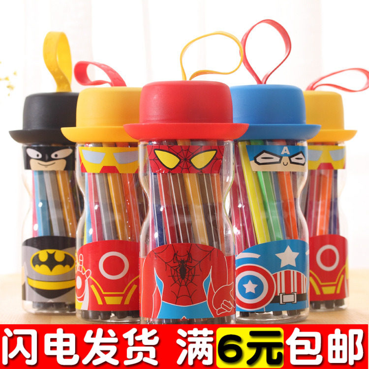Children Stationery Hero League Watercolor Pen Korean version Katong Pen Washable Drawing Pen Student Gift Batch