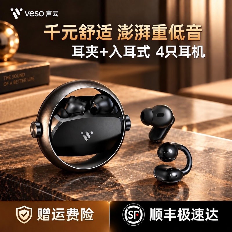 Bluetooth Earphones Ear-Clip Type In-Ear 2-in-1 Wireless Air Conduction 2026 New Model for Sports and Running with Long Battery Life Bluetooth Earphones Ear-Clip Type In-Ear 2-in-1 Wireless Air Conduction 2026 New Model for Sports and Running with Long Battery Life