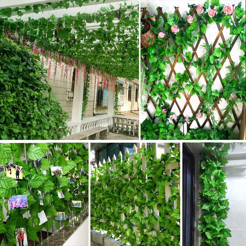 Grape Leaf Clothing Store Beauty Salon Suspended Ceiling Grapevine Stair Balcony Blocking Fake Flower Rattan Grid Net Creative Decoration