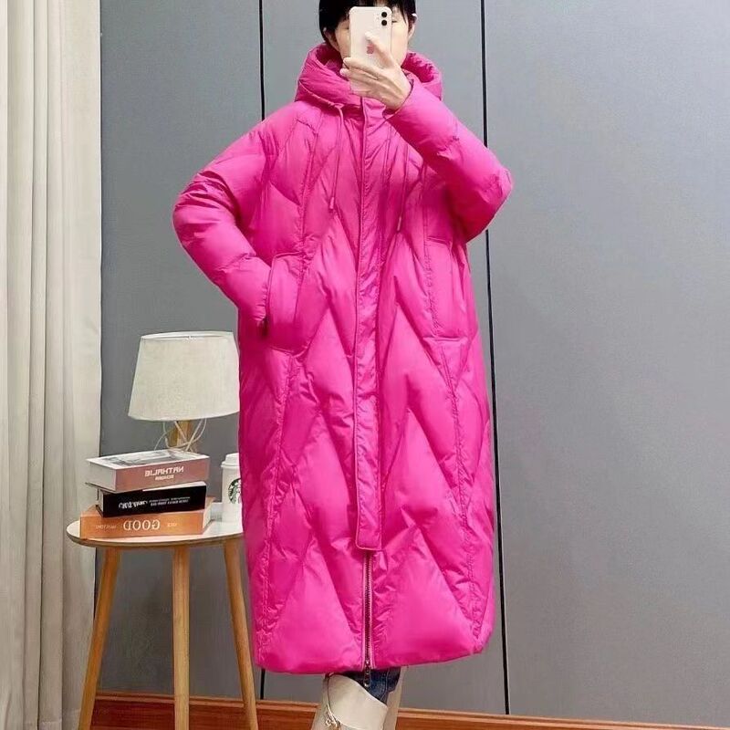 Chinese Style down Cotton Loose Thickened Retro Mid-Length Over-The-Knee Long Cotton Jacket Plus Size 100kg Women's Winter Cotton Coat