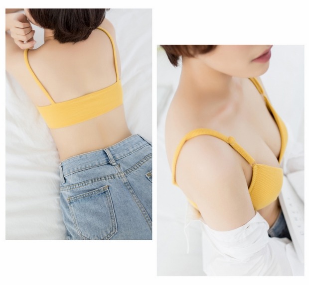 Nhật Bản ngực nhỏ cotton không có vòng thép bikini phần mỏng bra nữ mùa xuân và mùa hè từ vai dây đeo vest đáy quần lót đồ bơi