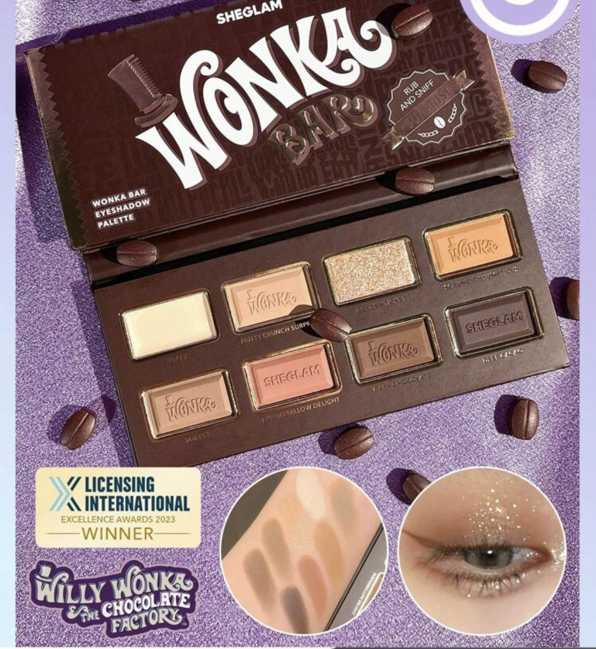 Палетка теней для век/глаз на глазах Spot Sheglam Wangka Chocolate Factory Joint Series + набор блеска для губ