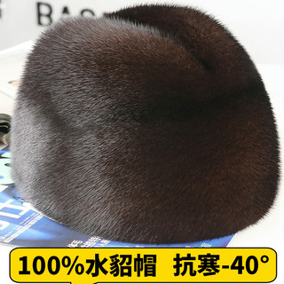 Mink Fur Hat for Men, Middle-Aged and Elderly, Winter Warm Ear Protection, Mink Velvet, Winter Whole Mink Fur, Dad's Cotton Hat