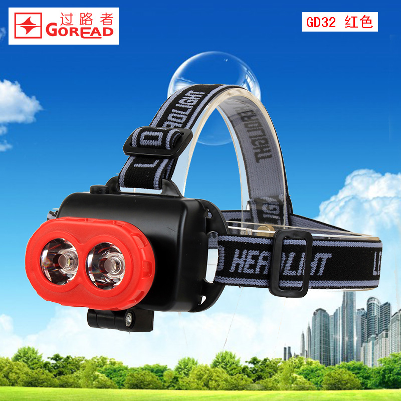 GD33 double light Pearl LED intense light headlights 3W Outdoor mine lamp Night fishing light fishing light 5 Number of battery Wildling lights