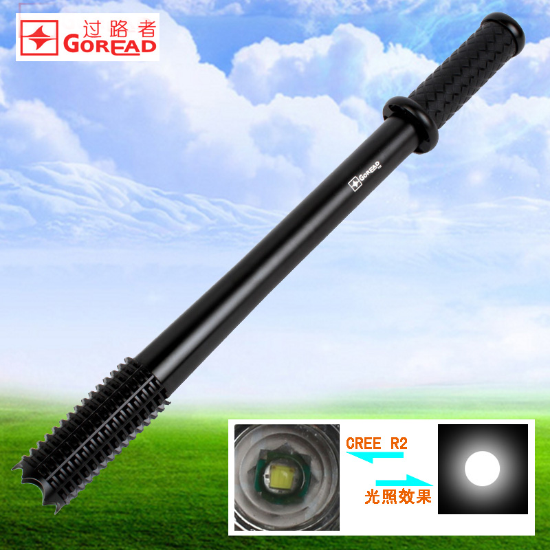 Y32 Wolf Tooth Stick Bright Light Rechargeable Flashlight R2 Outdoor Anti-Body Patrol Security LED Afar