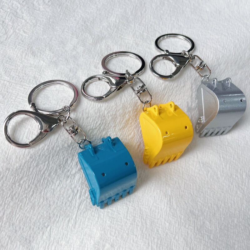 Cross-Border Amazon Hot-Selling Creative Alloy Excavator Three-Dimensional Bucket Keychain Key Ring Backpack Pendant Accessory