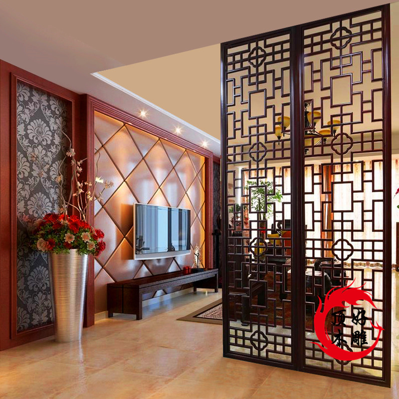 East Yang Wood Carved Flower Lattice Partition Hollowed-out Solid Wood Background Wall Xuanguan Screen Living Room Chinese Style Furnishing Antique Doors And Windows Wood