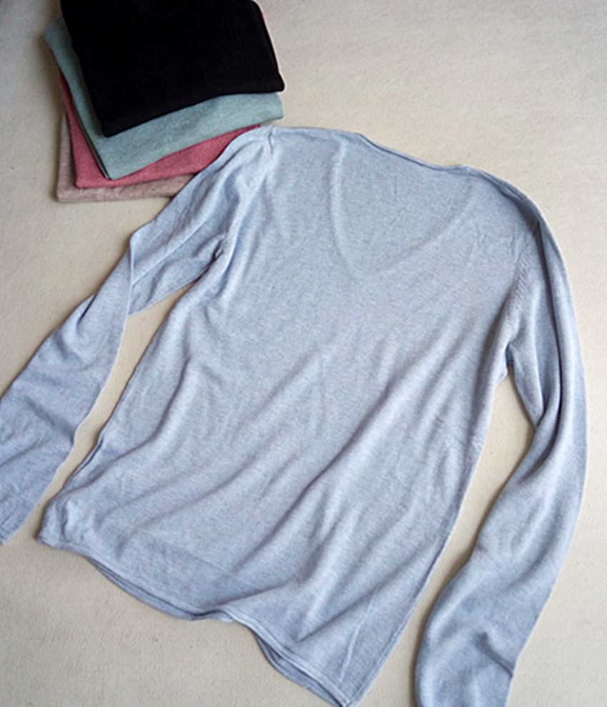 Đặc biệt! Xuất khẩu sang châu Âu và châu Mỹ Nữ cổ chữ V có chất liệu cotton mỏng nhiều màu mềm mại, tay dài chạm đáy áo len đan cardigan nam
