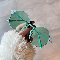 Children Cute Sunglasses Girl Small Flowers Multilateral Type Sunglasses Kid Candy Fruit Color Summer Anti UV Glasses