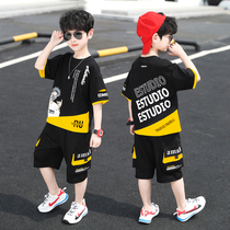 Boy Clothing Boy Street Dance Summer Clothing Short Sleeve Suit 2024 New Handsome Ocean Gas CUHK Children Sports Han Edition Two Sets