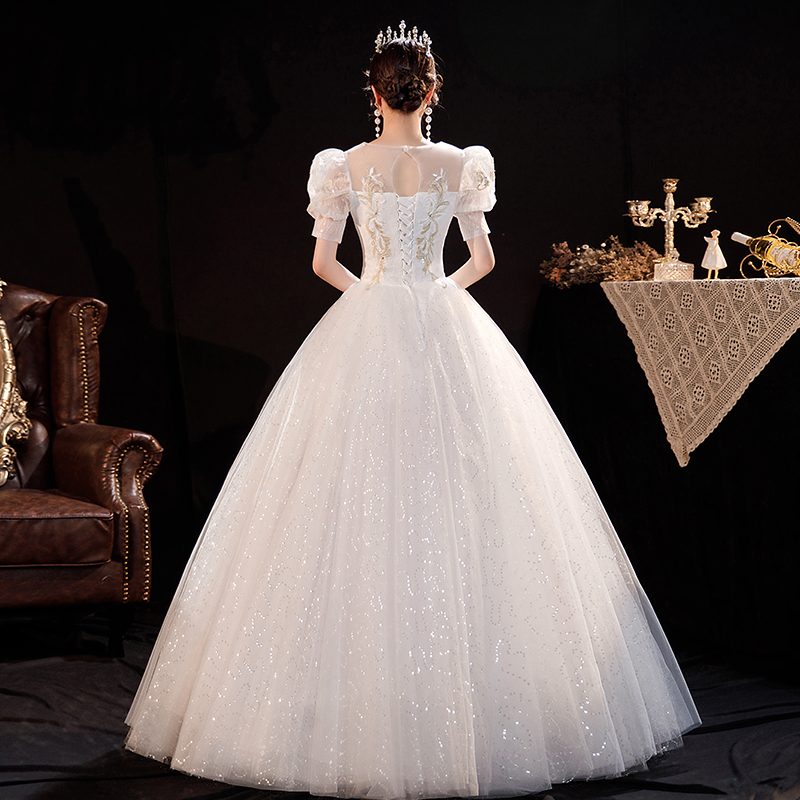 French light wedding dress 2023 new bride's main gauze small high -end texture uniform pregnant woman model covers rough arms female French light wedding dress 2023 new bride's main gauze small high -end texture uniform pregnant woman model covers rough arms female