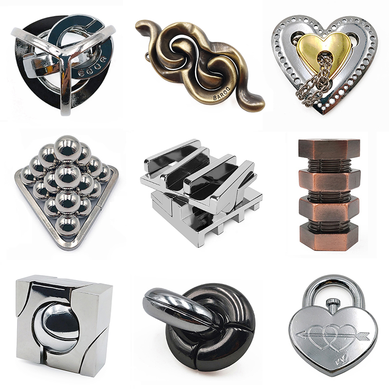 Magic alloy lock Ocean heart brain-burning 10 Puzzle toy High IQ Metal intelligence lock Puzzle Luban lock