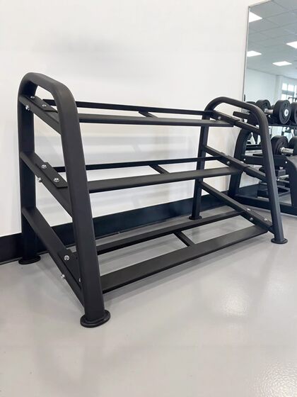 New three-layer dumbbell rack gym hexagonal round head ten sides 2.5-30 kg twelve pairs of dumbbell rack set
