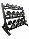 Six Sets of 2.5~15.3kg-Tier Dumbbell Racks, Model House Mezzanine Floor Decoration Design, Fitness Equipment