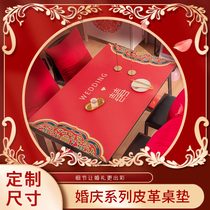 Wedding supplies leather wedding coffee table tablecloth waterproof and oil-proof disposable red festive table mat anti-hot PVC mat