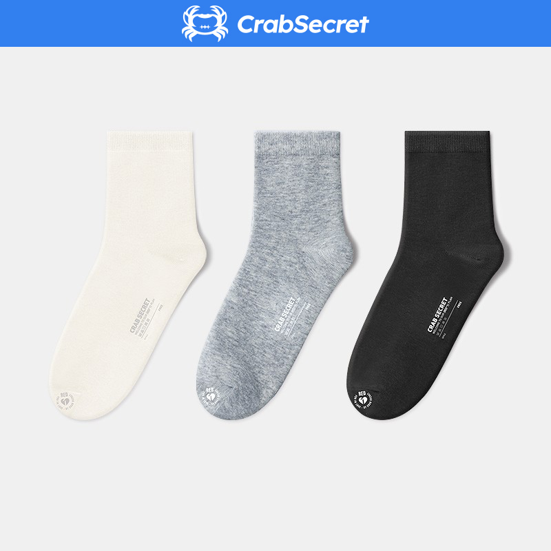 6 Double Mounted Crab Secret Couple Socks Cotton sports Basic pure color Middle cylinder Sox men breathable Long Sox women